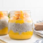 mango chia pudding in a jar.