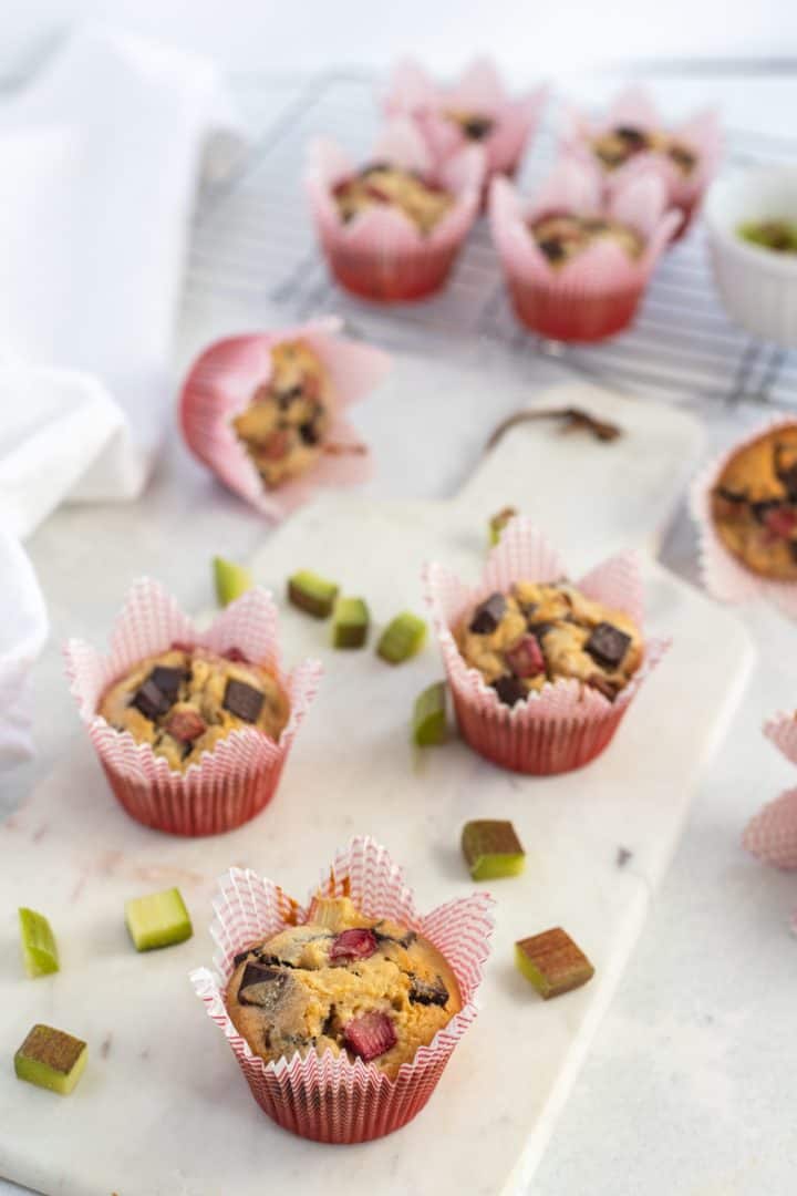 muffins on a white cutting board 