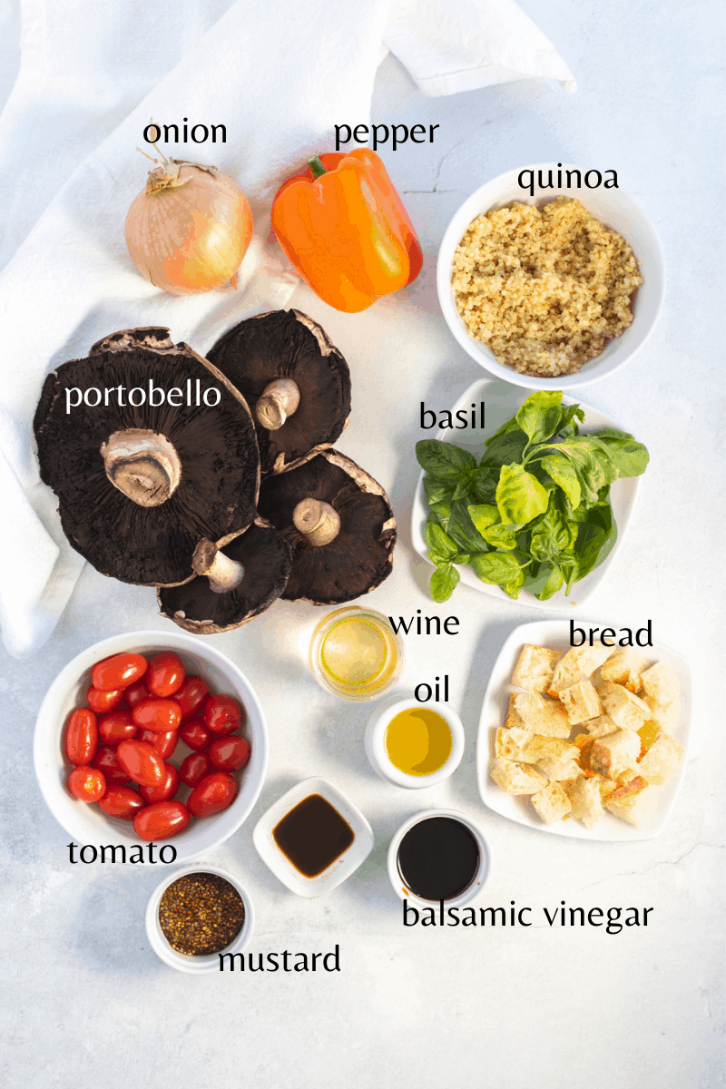 All the ingredients you need to make this Vegan Stuffed Portobello Mushroom with Quinoa 