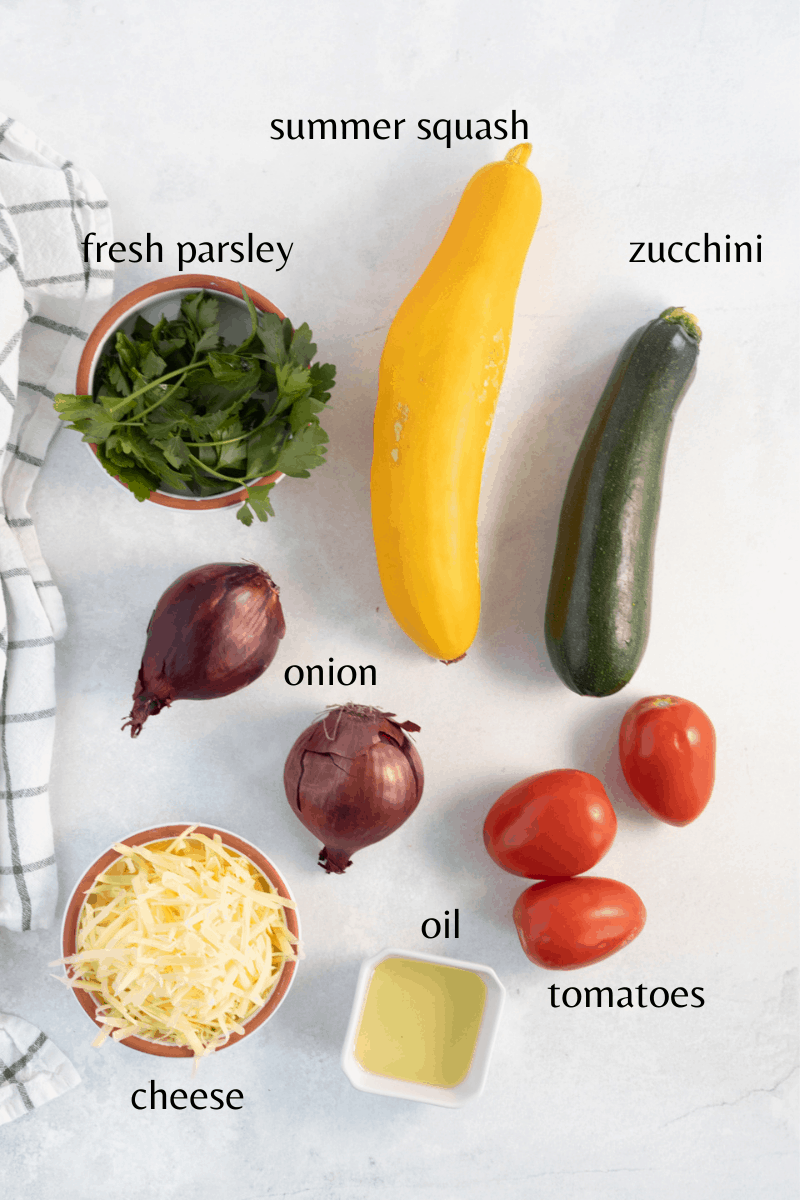all the ingredients you need to make  this Summer Squash and Zucchini Casserole