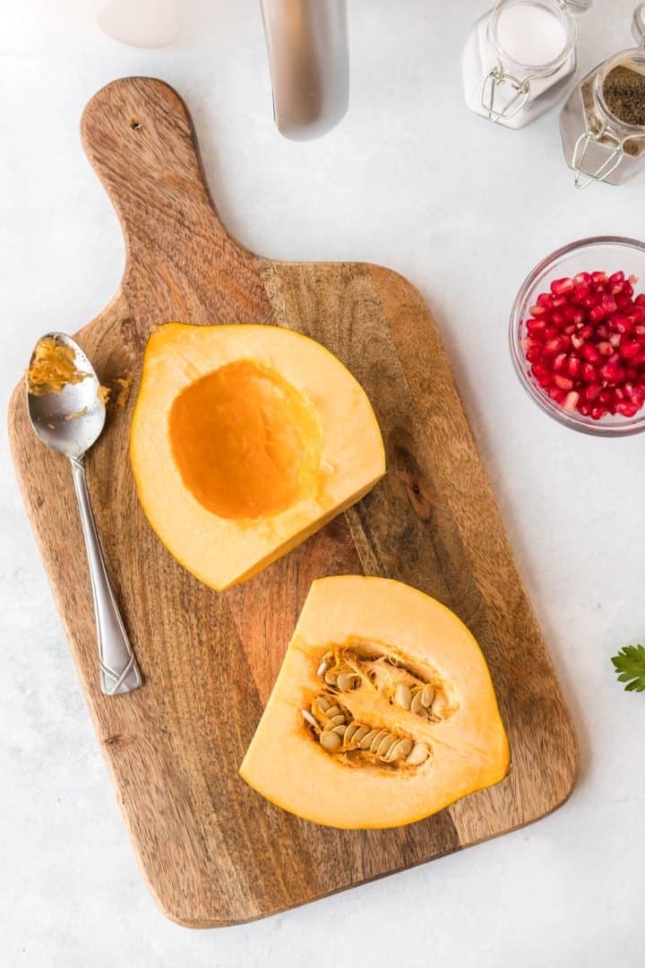 Acorn squash cut in half , seed remove