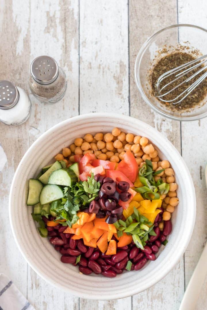 All the ingredients in a bowl ready to be mix