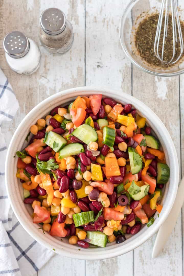 ingredients mix in a bowl top view