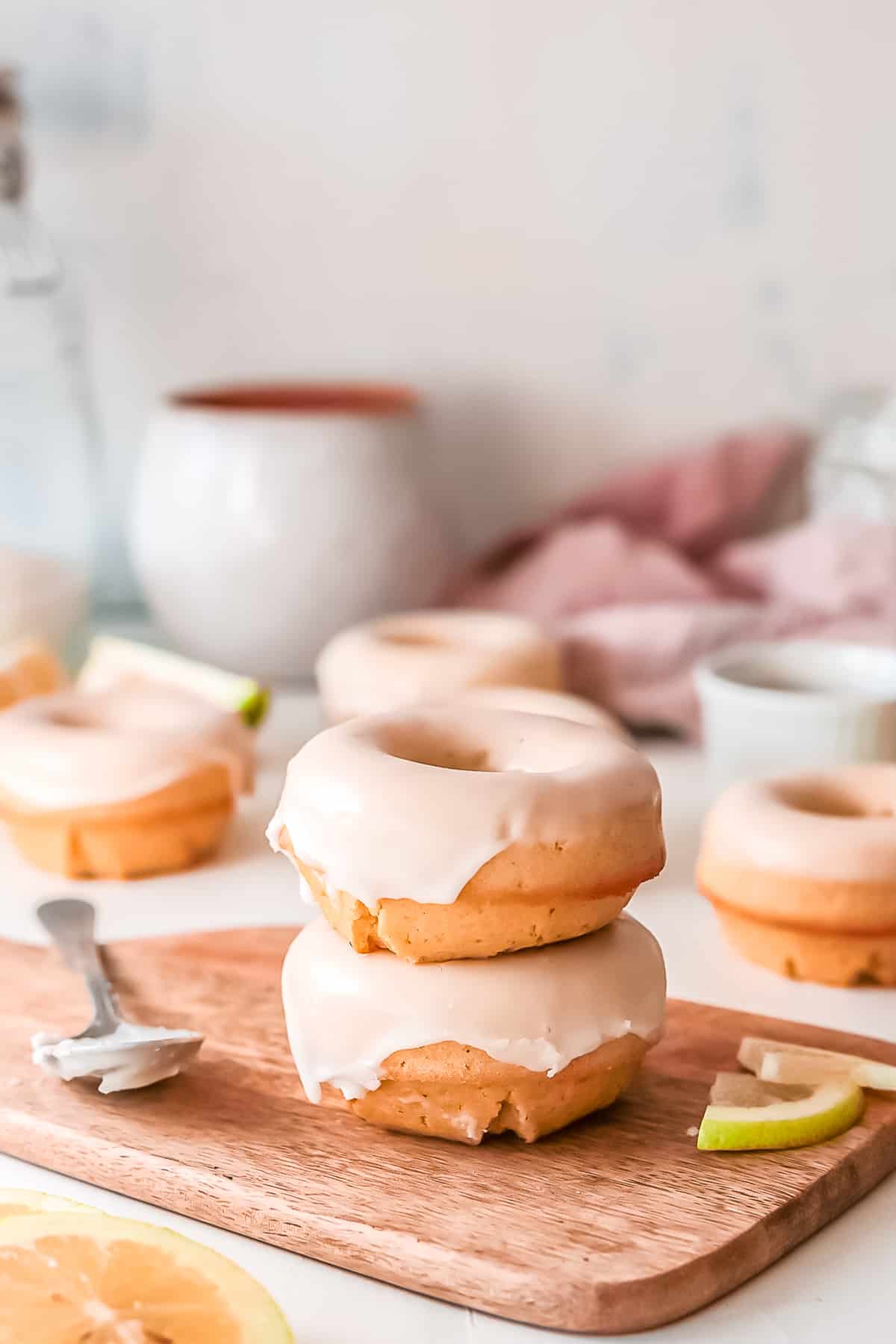 two donuts on top of each others. 