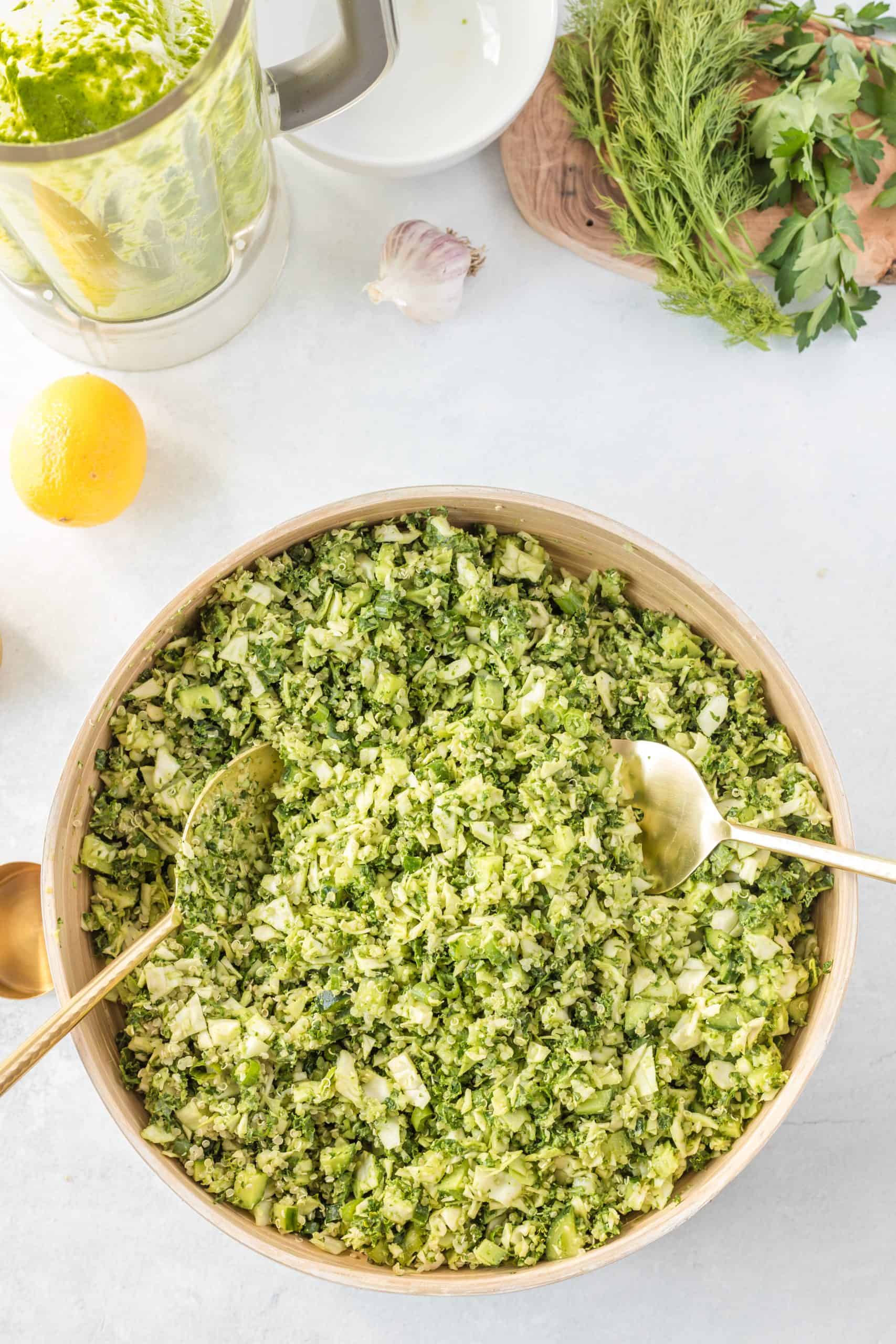 All the ingredients of the salas mix in a large salad bowl