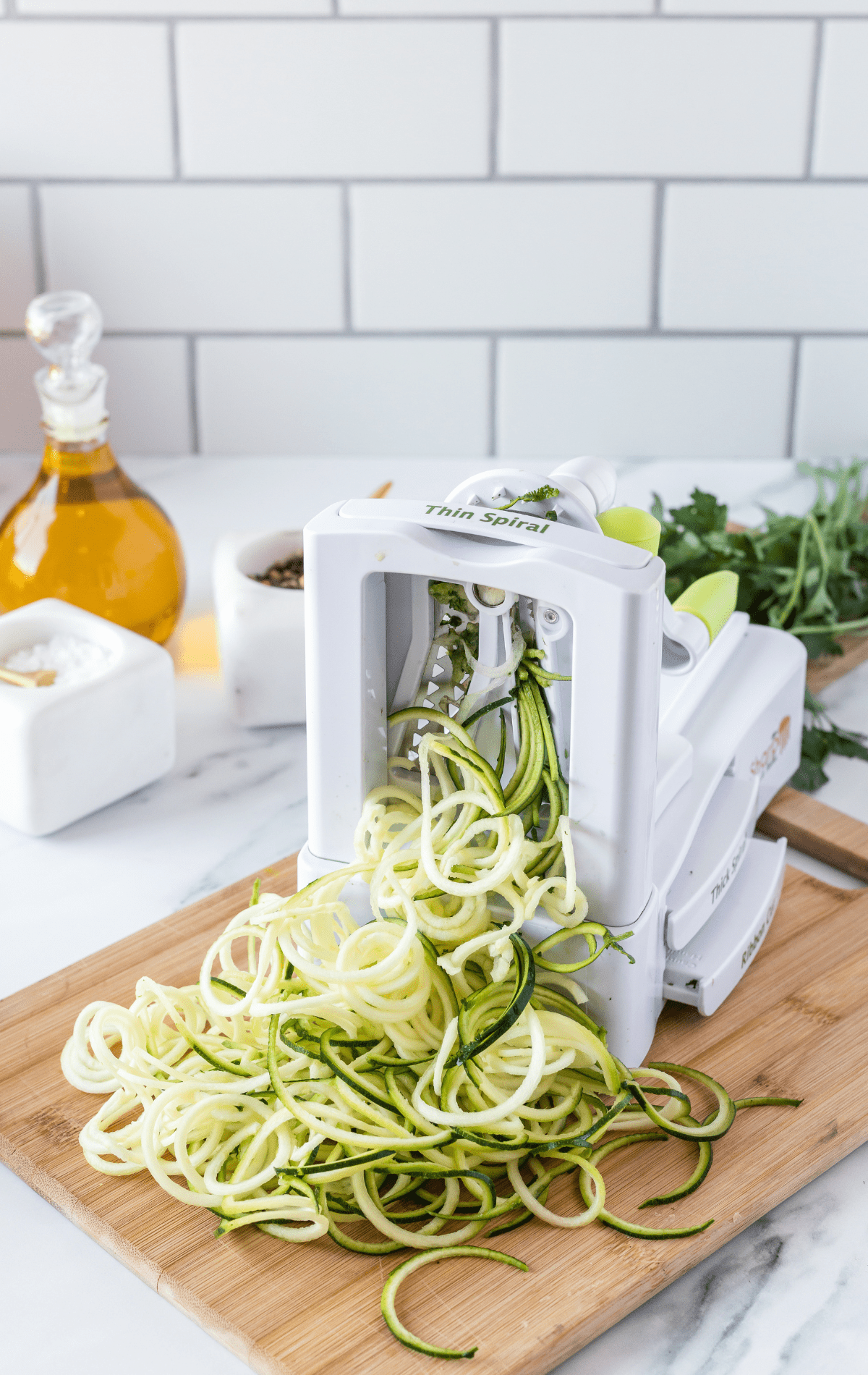 spiralizer with the zucchini.