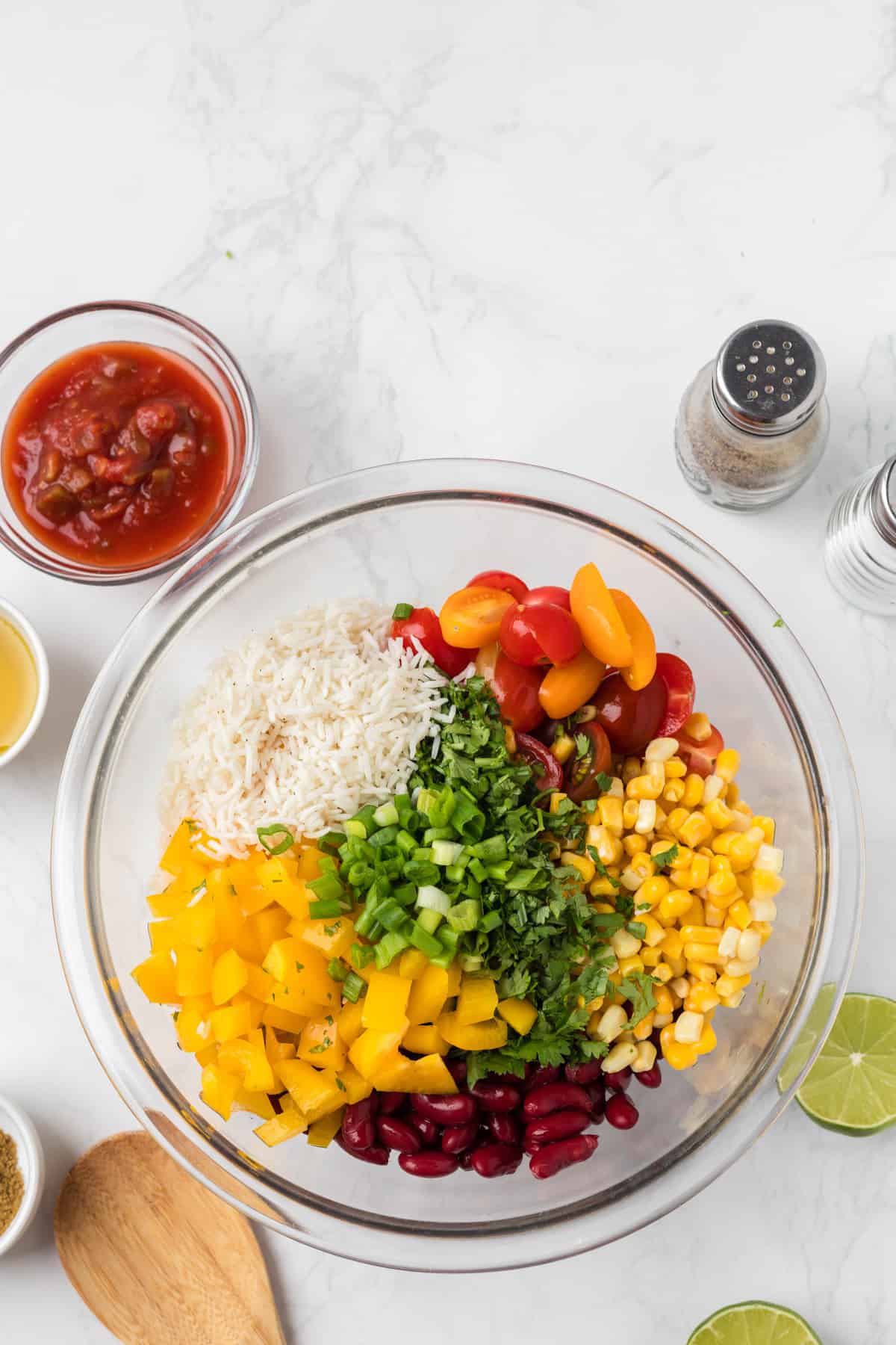 all in the ingredients in a bowl ready to be mix.