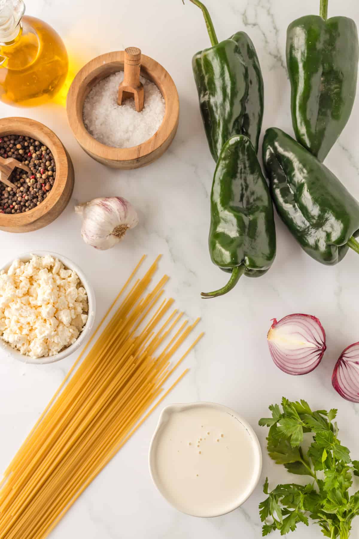 all the ingredients you need to make the recipe on a white background.