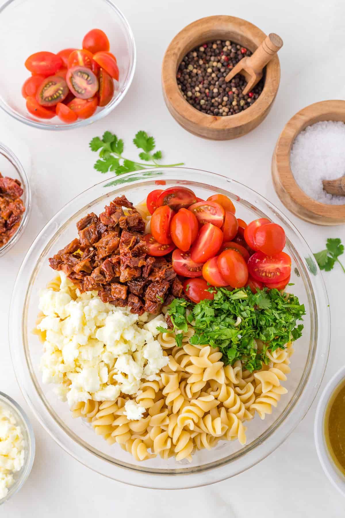 all the ingredients in a bowl ready to be mix.